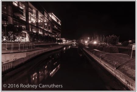 10th February 2016 - Photo a Day - Day 38 - kananook Creek at night from Beach street Bridge