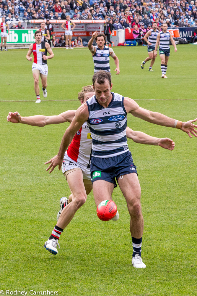15th June 2014 - Geelong v St Kilda Josh Walker - have a look at the tongue to help concentration.