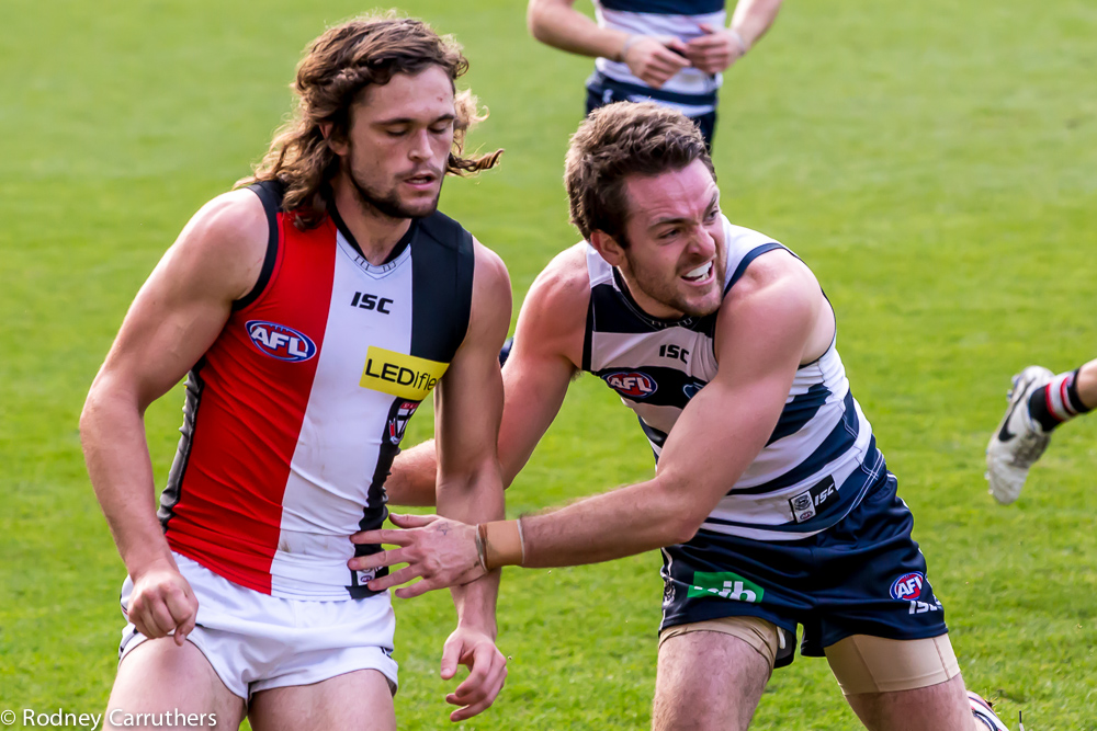 15th June 2014 - Geelong v St Kilda - and away. Great effort by both Shenton and Stringer.