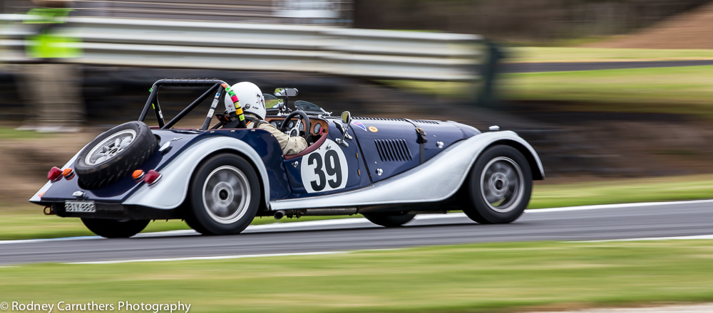 7th March 2015 - Classic Car Racing - Morgan entering the back straight.