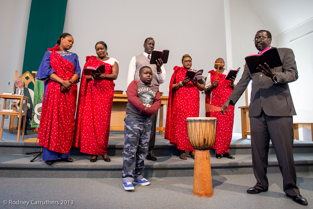 17th November 2013 - Nathaniel Atem- Nathaniel Atem- Nathaniel Atem- Nathaniel Atem with the Sudanese Choir- Nathaniel Atem is from Sudan. He came to this country, learnt to speak English and will soon graduate as a Minister in the Uniting Church. Today he gave the sermon. He came with the Sudanese Choir! - Nathaniel Atem and Sudanese Choir